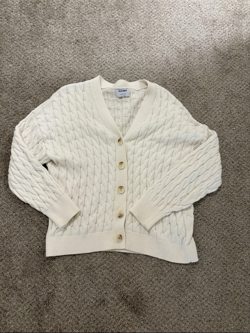 Old Navy Ivory Cable Knit Button Cardigan